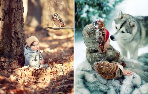 满满都是爱，宝宝和野生动物摄影照片